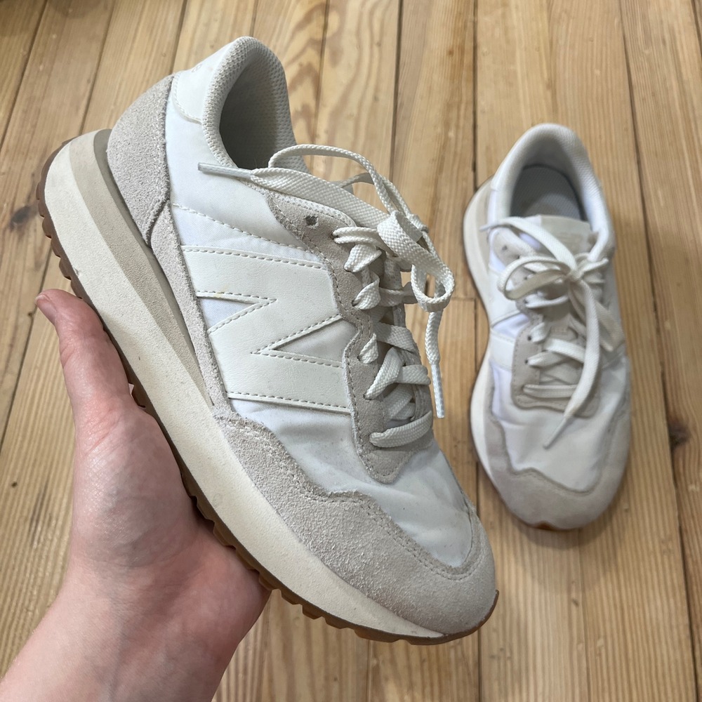 New Balance 237 Sneaker Womens 6.5 White Cream Suede Low Top Retro WS237NN